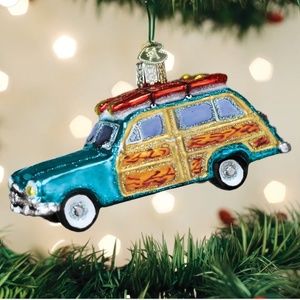 NWT - Woody Surf Wagon Blown Glass Ornament - Old World Christmas